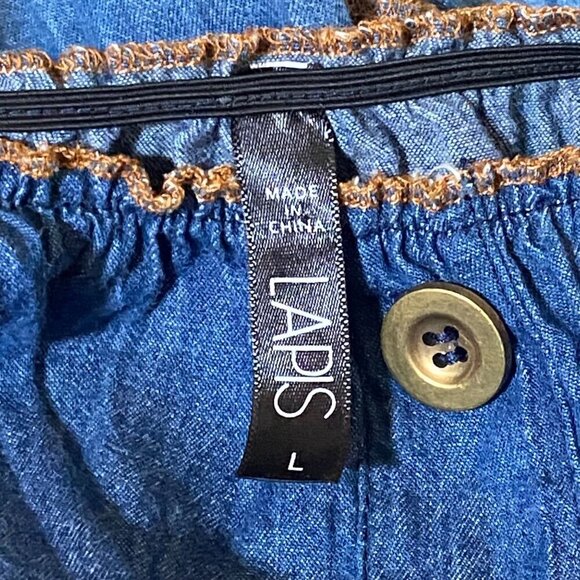 LAPIS Chambray Cotton Tiered Maxi Dress in Blue Size Large - Picture 6 of 7